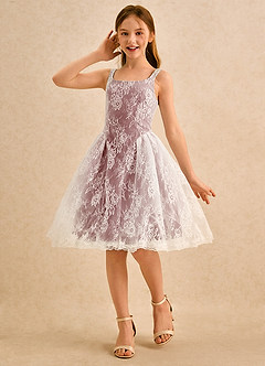 Azazie Cubbie Girls Formal Blumenmädchenkleider A-Linie Spitze Kleid Amethyst image1