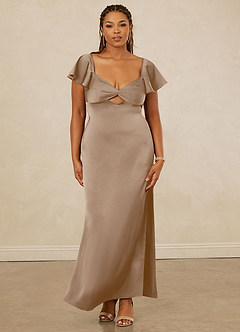 Christian Siriano Bridal for Azazie 1005 Bridesmaid Dresses Taupe Sheath Sweetheart Neckline Stretch Satin Dress image12