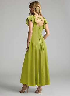 Azazie Bondi Brautjungfernkleider A-Linie Gestreift Stretch-Satin Kleid Zitronengras image2