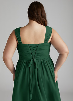 Azazie Angie Robes de demoiselle d'honneur Robe Trapèze en Mousseline de soie Corset Vert Foncé image15