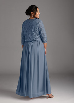 Azazie Ainsling Mère de la mariée Robes Robe Trapèze en Mousseline de soie Dentelle à encolure carrée Violet Crépusculaire image17