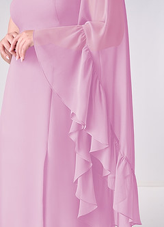 Barbie ♥ Azazie Brudtärnklänningar Klänning av A-Line i Chiffong Långärmad Godisrosa image10