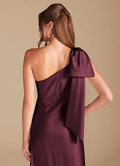 Azazie Capri Bridesmaid Dresses Cabernet Sheath One Shoulder Metallic Satin Dress image2
