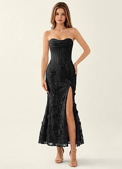 Lavinia Black 3D Flowers Corset Beading Maxi Dress image4