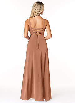 Azazie Marchella Brautjungfernkleider A-Linie Korsett Stretch-Satin Kleid Bronzer image2