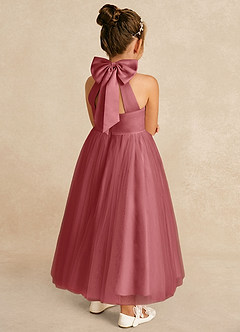Azazie Bev Flower Girl Dresses Antique Rose A-Line Convertible Tulle Dress image6