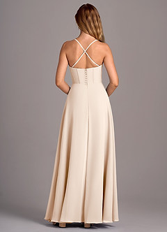 Azazie Carolyn Robes de demoiselle d'honneur Robe Trapèze en Mousseline de soie Plissée Albâtre Blanc image6