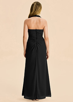 Azazie Destiny Junior Black Sheath Ruched Chiffon Dress image2
