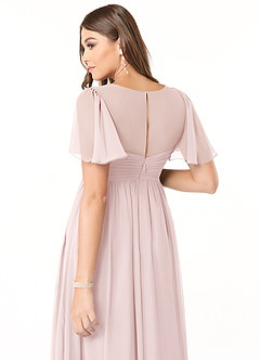 Azazie Verna Maternity Bridesmaid Dresses A-Line V-Neck Ruched Chiffon Floor-Length Dress image6
