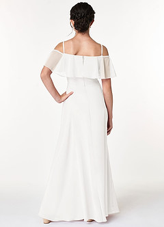 Azazie Maggie Junior White A-Line Off the Shoulder Chiffon Dress image2