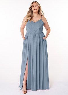 Azazie Cora Bridesmaid Dresses Dusty Blue A-Line Pleated Chiffon Dress image6