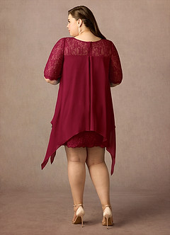 Azazie Flo Kleider für die Brautmutter A-Linie Spitze Chiffon Kleid Burgunderrot image7