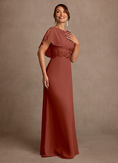 Azazie Frieda Mother of the Bride Dresses Auburn A-Line Applique Chiffon Dress image4