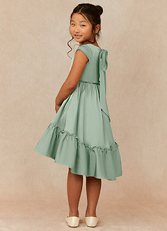 Azazie Lee Final Sale Agave A-Line Bow Stretch Satin Dress image4