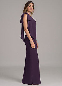 Azazie Capri Bridesmaid Dresses Plum A-Line One Shoulder Chiffon Dress image3