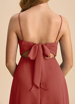 Azazie Shale Junior Robe Trapèze en Mousseline de soie Arc Terracotta image7