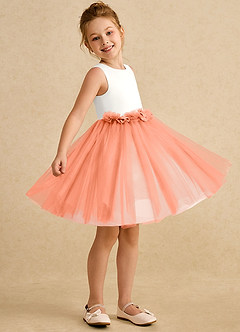 Azazie Louisa Flower Girl Dresses Ivory Sunset A-Line Sleeveless Tulle Dress image3