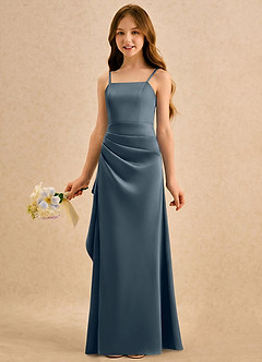 Azazie Cannoli Girls Formal Flower Girl Dresses Twilight A-Line Pleated Stretch Satin Dress image3