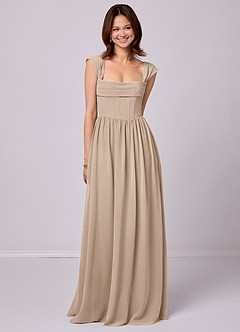 Barbie ♥ Azazie Bridesmaid Dresses Taupe A-Line Corset Chiffon Dress image1