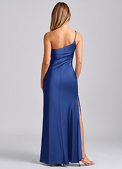 Azazie Marseli Bridesmaid Dresses Royal Blue Mermaid One Shoulder Stretch Satin Dress image6