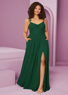 Barbie ♥ Azazie Jurken voor bruidsmeisjes Jurk van Chiffon met A-Lijn Geplooid Donkergroen image8