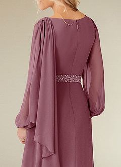 Azazie Priyanka Mother of the Bride Dresses Vintage Mauve A-Line Boatneck Pleated Chiffon Dress image4