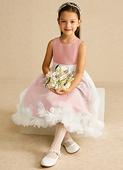 Azazie Stardust Flower Girl Dresses Rosette A-Line Sleeveless Organza Dress image2