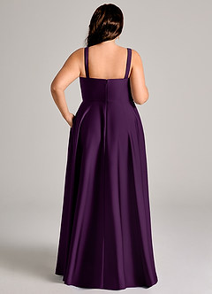 Azazie Shaude Bridesmaid Dresses Grape A-Line Pleated Stretch Satin Dress image13