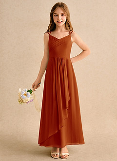 Azazie Zaida Girls Formal Flower Girl Klänningar Klänning A-Line i Chiffong Plisserad image3