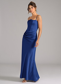 Azazie Debby Bridesmaid Dresses Royal Blue Mermaid Strapless Stretch Satin Convertible Dress image6