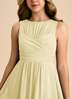 Azazie Skyla Junior A-Linie Plissee Chiffon Kleid Zitronensorbet image7