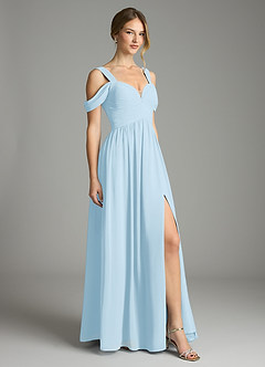 Azazie Lianne Bridesmaid Dresses Sky Blue A-Line Off the Shoulder Chiffon Dress image5