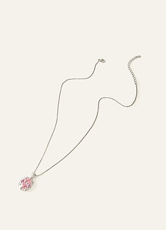front Set di orecchini e collana con pietre preziose rosa.