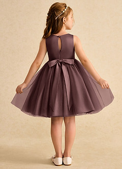 Azazie Prima Flower Girl Dresses Espresso A-Line Bow Tulle Dress image2