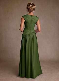 Azazie Kalleen Abiti per la Madre della Sposa Abito A-Line in Chiffon Plissettato Oliva image3