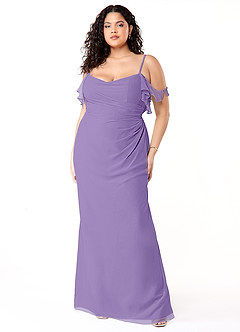 Azazie Emeralda Vestidos de damas de honor Vestido de Tahití de Gasa de Corte Recto con Vestidos sin tirantes image7
