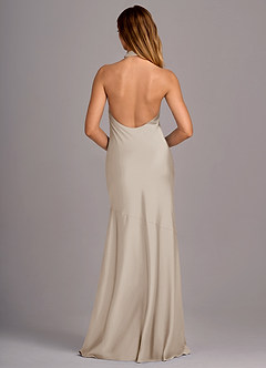 Azazie Lorena Robes de demoiselle d'honneur Robe Sirène en Satin extensible Plissée Givre image8