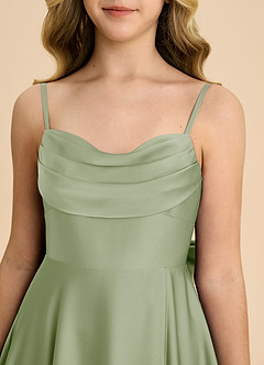 Azazie Bear Junior Dusty Sage A-Line Sweetheart Neckline Stretch Satin Dress image8
