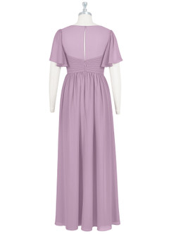 Azazie Verna Robes de demoiselle d'honneur de maternité Robe Trapèze Col V froncé Longueur ras du sol Mousseline de soie image8