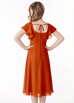 Azazie Bondi Junior Linia A Marszczony Szyfon Długość herbaty Młodsza druhna Sukienka image3