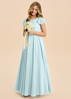 Azazie Cady Junior Mist A-Line Pleated Chiffon Dress image4