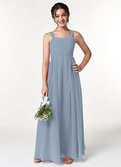 Azazie Simoan Junior Dusty Blue A-Line Sweetheart Neckline Chiffon Dress image1