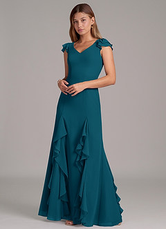 Azazie Nessa Jurken voor bruidsmeisjes Jurk van Chiffon met A-Lijn Inkt Blauw image6