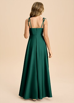 Azazie Popsy Junior A-Linie Schleifen Stretch-Satin Kleid Smaragd image2