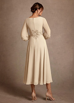 Azazie Ana Klänningar till brudens mor Klä A-Line i Chiffong Spets Champagne image3