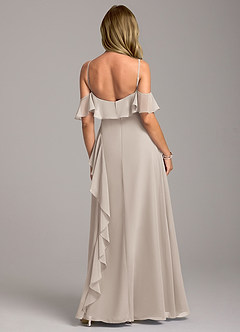 Azazie Aubrie Bridesmaid Dresses Frost A-Line Off the Shoulder Chiffon Dress image6