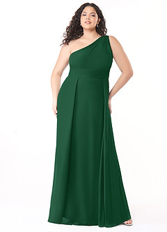 Azazie Dallas Bridesmaid Dresses Dark Green A-Line One Shoulder Chiffon Dress image6