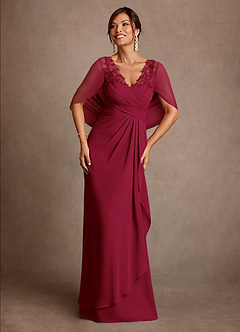 Azazie Santa Clara Kleider für die Brautmutter A-Linie Spitze Kleid Burgunderrot image1