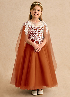 Azazie Dandelion Flower Girl Dresses Paprika Ball-Gown Lace Dress image7
