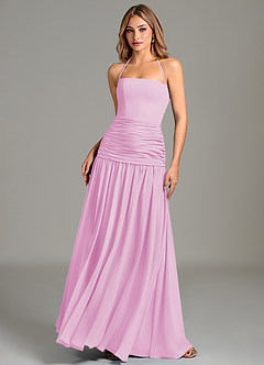 Azazie Vashti Bridesmaid Dresses Candy Pink A-Line Chiffon Dress image1